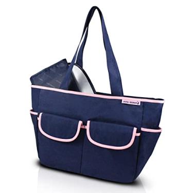 Imagem de BOLSA DE BEBÊ MATERNIDADE PASSEIO LISA COM 4 BOLSINHOS E TROCADOR IMPERMEÁVEL JACKI DESIGN AZUL PINK