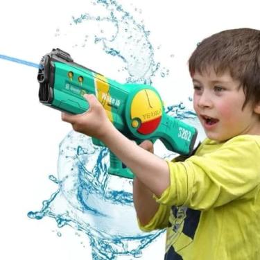 Imagem de Super Arminha de Água Elétrica 1200ML lançador de Água – Alcance de 30 Metros no Disparo A Melhor Escolha para Diversão ao Ar Livre e na Piscina lança Água