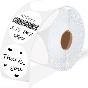 Imagem de Etiquetas adesivas térmicas BricAbel de 2,75 polegadas White Circle 500/rolo