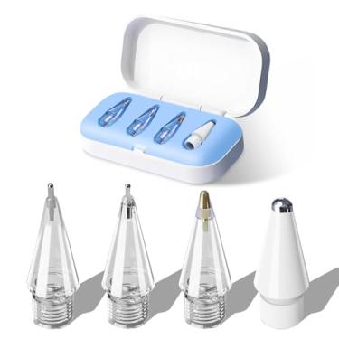 Imagem de Pacote com 4 pontas de lápis atualizadas para Apple Pencil Pro, capa de substituição para Apple Pencil USB-C/2ª/geração 1ª, pontas de caneta iPad com caixa de armazenamento, acessórios para iPad