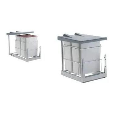 Imagem de Lixeira Dupla Deslizante com Tampa Fixa - Cesto 20 Litros 2072 Schimit