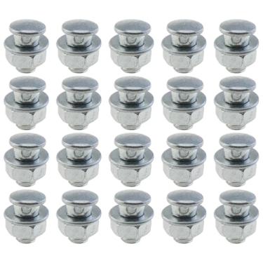 Imagem de heyous 20 conjuntos de cabos de freio ajustadores de cabo de freio de metal prateado fixador de bicicleta cantilever âncora de freio com porca e arruela para freios e trava de motocicleta