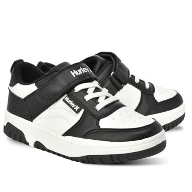 Imagem de Hurley Tênis infantil Rexx com alça ajustável, perfeito para qualquer atividade, conforto e suporte – meninos e meninas, Preto/branco, 19