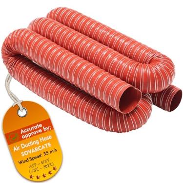 Imagem de Aquecedor de duto de ar de silicone tubo de mangueira de resistência flexível para equipamentos industriais, mangueiras de duto industrial vermelho 2 pol (51 mm), 13,3 pés (4 m)