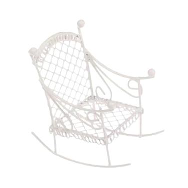 Imagem de Esquirla Mini -cadeira de cadeira de ferro em miniatura, acessórios Creative Sturdy Tiny Dollhouse Furniture for Doll House Ornaments, Branco