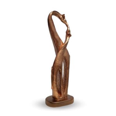 Imagem de Estátua Enfeite Decorativo Girafa Rosê Gold Em Gesso 40 Cm Exclusiva E