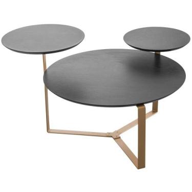 Imagem de Mesa de Centro Para Sala de Estar 3 em 1 Pés Metálicos Dari A03 Nero D