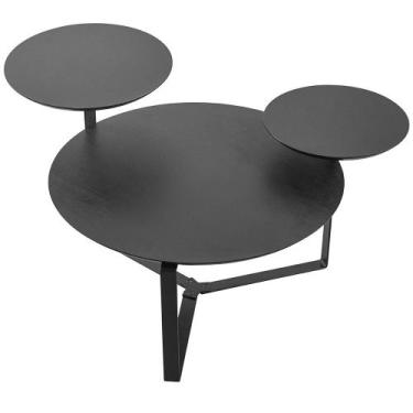 Imagem de Mesa de Centro Para Sala de Estar 3 em 1 Pés Metálicos Dari A03 Nero P