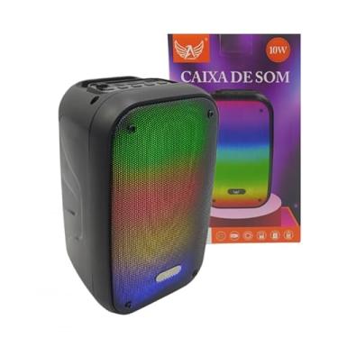 Imagem de Caixa de Som Portátil Bluetooth, 10W, RGB, com Rádio FM, Entrada USB, Cartão de Memória, Preta