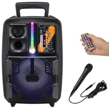 Imagem de Caixa De Som Bluetooth 2000w Rgb Led Portatil Microfone Karaoke Rádio Potente Amplificada Kimiso