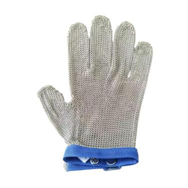 Imagem de WeiLaiKeQi Luva de aço inoxidável resistente a cortes Luva protetora para as mãos para chefs Luva de açougueiro multifuncional Luva de segurança, L