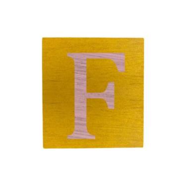 Imagem de Cubo Amarelo Letra Rosa Bebê Festa Chá de Bebê Decoração 8x8x8 Cm Mdf 