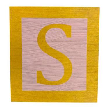 Imagem de Cubo Rosa Letra Amarela com Aplique Festa Chá de Bebê Decoração 8x8x8 