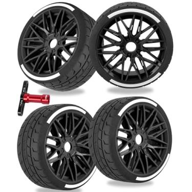 Imagem de RCarmubWow RC Wheels and Tires Highway Tires for 1/8 Typhon 6S BLX,1/7 Infraction 6S BLX,Limitless,RC Wheels RC Tires Soft Tires Buggy Tires Off Road Racing Truck Tires,4pcs,Black