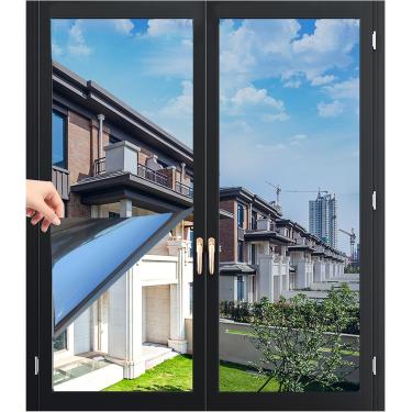 Imagem de Filme de janela reflexivo unidirecional Filme de privacidade transparente para janela Filme de janela Protetor solar Espelhado Filme de privacidade de controle solar para janelas de vidro Ma