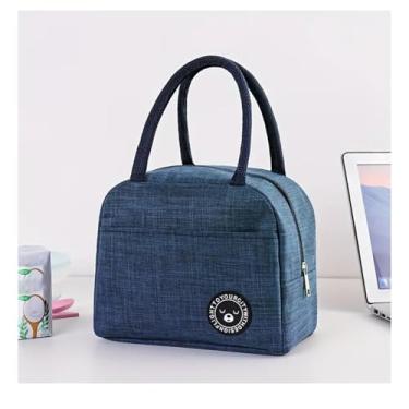Imagem de Bolsa Térmica Lancheira Marmiteira Lancheira Sacola Trabalho Academia Passeio Praia Bebida Camping Trabalho Masculina Feminina Prova de Vazamentos (Azul)