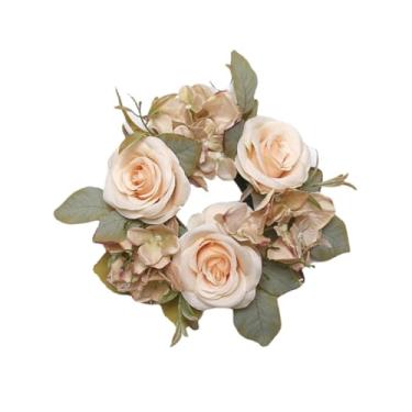 Imagem de oshhni Anel de vela de corda de vela de de rosa, ornamento pendurado na parede, decorativo para o engajamento da porta externa interna da parede, Champanhe