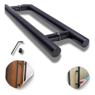 Imagem de Puxador Tubular 60Cm Inox Preto Porta Vidro Madeira Pivo