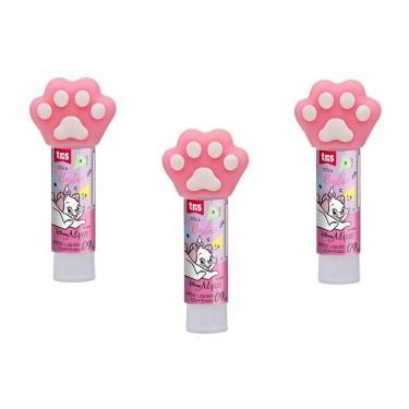 Imagem de Kit 03 Cola Bastão 9g Gatinha Marie Tampa Divertida Patinha Tris Colas Material Escolar Fofa Infantil Kwaii