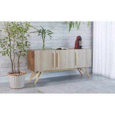 Imagem de Balcão Buffet Para Sala De Jantar Mdf Freijó Pés Taeda 3 Portas Faia R