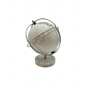 Imagem de Globo Terrestre Decorativo em Metal e Mámore Prata 18cm 15551-PL