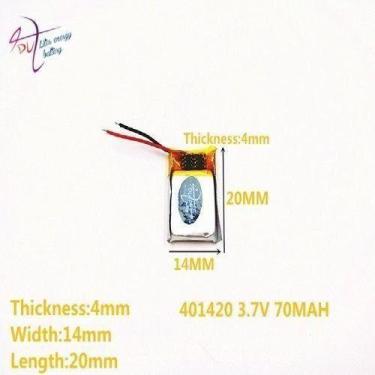 Imagem de Bateria 70 Mah 3,7v 2 Fios  4mm X 14mm X 20mm 401420 - bgb