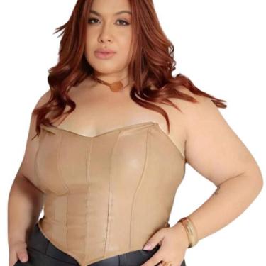 Imagem de Cropped Corset Plus Size sem alça Com Bojo Ponta De Bico Sexy - DMB MO