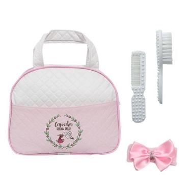 Imagem de Bolsa Maternidade Rosa com Pentinho e Escovinha para Boneca Bebê Rebor