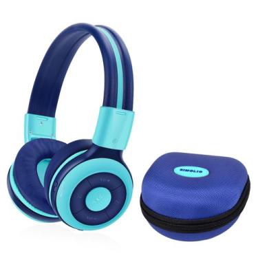 Imagem de Fones de ouvido Bluetooth sem fio SIMOLIO Kids com microfone azul
