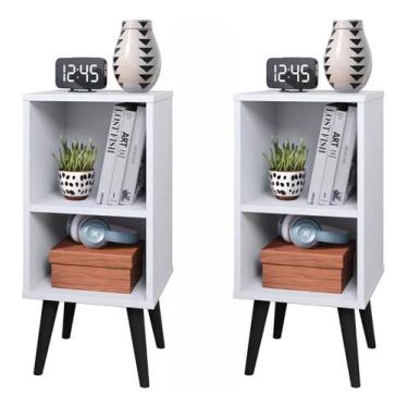 Imagem de Kit 2 Mesa de Cabeceira Mini Cômoda Mesinha Lateral Cama Quarto Pratel