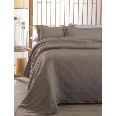 Imagem de Kit Cobre Leito 3 peças Queen Extra Soft Rozac  Maxime, marrom claro