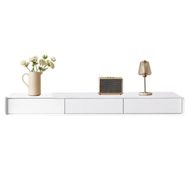 Imagem de CUTPOIY Armário de TV montado na parede de madeira maciça, centro de entretenimento doméstico moderno com portas e gavetas, mesa de console de mídia, armário de armazenamento de TV, suporte de TV