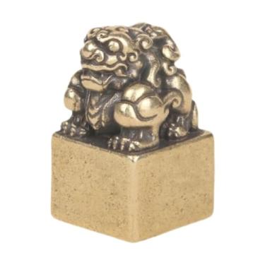 Imagem de XLWLLNJ Pixiu estátua selo carimbo pixiu estatueta de mesa decorativa ornamento pequena escultura para o gabinete Spring Festival Shelf Desk