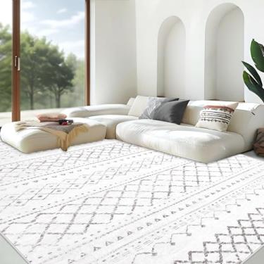 Imagem de Tapete de área para sala de estar 20 x 25 cm - Tapete geométrico grande e macio, antiderrapante, dobrável, lavável, tapete para quarto, escritório, sala de jantar (cinza escuro, 20 x 25 cm)