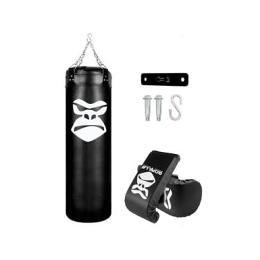 Imagem de Kit Boxe Saco de Pancada 100 cm + Luva Bate Saco Muay thai + Suporte de Teto em Aço Zincado Gorilla