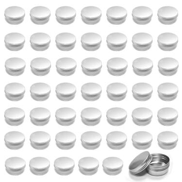 Imagem de Hyuetrsa Pacote com 48 latas redondas de metal de alumínio de 118 ml, tampa de parafuso, recipientes redondos, potes de armazenamento de velas de metal, latas de viagem para artesanato, armazenamento