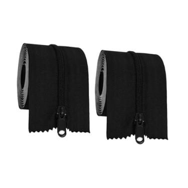 Imagem de UGPLM 2 Roll Door Zipper Barreira zíperes de nylon zíperes duplos protetor de poeira self sticky para tela de lona de chapas internas externas, Preto