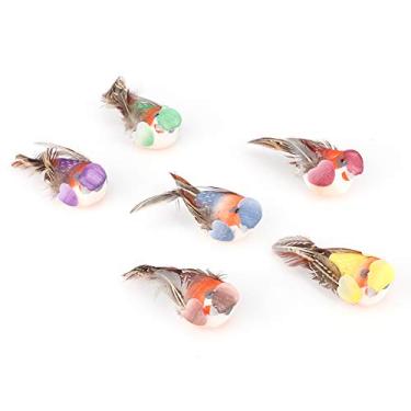 Imagem de 12Pcs Colorido Artificial Pássaro Decor DIY Decoração Handmade Craft Simulação Pássaros Com Olhos Embutidos Completos para Casa Jardim Casamento