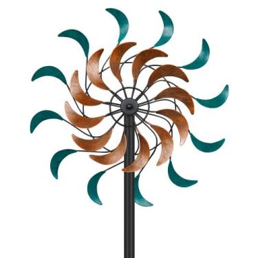 Imagem de Wind Spinner Cyan Oasis Metal para quintal e jardim 54 cm H
