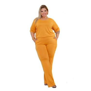 Imagem de Conjunto Feminino Day Calça Reta Blusa Manga Curta Plus Size - Rosana 