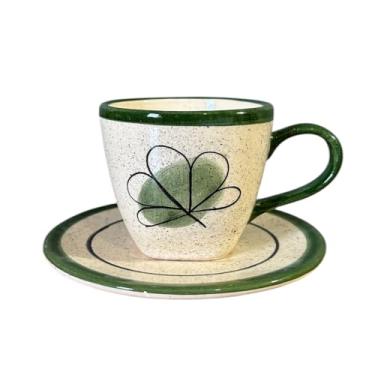 Imagem de Xícara Com Pires 200ml Feito de Cerâmica e Pintado á Mão