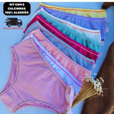 Imagem de kit com até 10 Calcinhas Infantil 100 Algodão Cores Variadas - Exaltaç