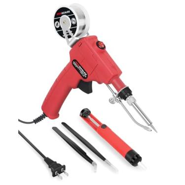 Imagem de Kit de pistola de ferro de solda 6 em 1, pistola de solda automática profissional de 60W 110V, solda portátil com bomba de dessoldagem, pinças, fio de solda sem chumbo, para reparo de placa de circuito eletricista