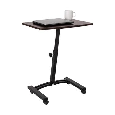 Imagem de Seville Classics WEB162 Carrinho de mesa para computador portátil portátil com altura ajustável de 52 cm a 83 cm, fino, nogueira