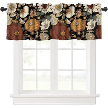 Imagem de Yearn Jear Saia floral boho, flora, preta, tradicional, boêmia, floral, mandala, flora, moderna, primavera, jardim, tratamentos de janela curta, para sala de estar, quarto, cozinha, 137 x 45 cm