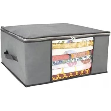 Imagem de Saco Organizador Dobrável Cinza – Bolsa de Armazenamento com Zíper | Ideal para Roupas, Edredons, Brinquedos e Viagens | Compacto, Leve e Resistente