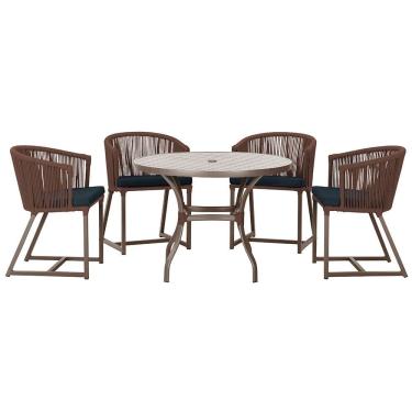 Imagem de Mesa com 4 Cadeiras de Jantar Roma 100cm e Noronha em Aluminío