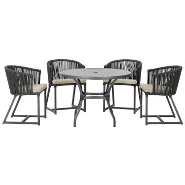 Imagem de Mesa com 4 Cadeiras de Jantar Roma 100cm e Noronha em Aluminío
