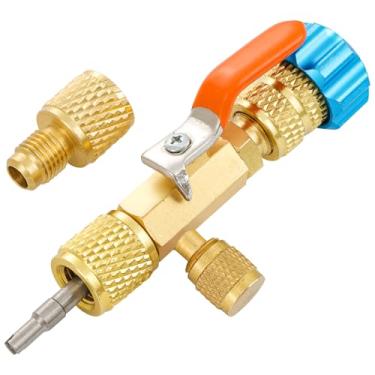 Imagem de Ferramenta de instalação de removedor de núcleo de válvula e conjunto de serviço HVAC, ferramentas de remoção de HVAC de refrigeração de 3 vias com porta SAE de tamanho duplo 1/4 e 5/16, ferramenta de