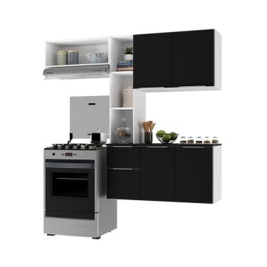 Imagem de Armário De Cozinha Compacta Com Balcão Sofia Multimóveis V2002 Branco/Preto Branco/Preto